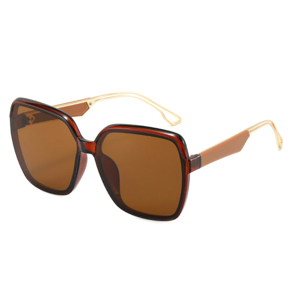 Braune Sonnenbrille mit monochromer Tönung und klarer Linienführung