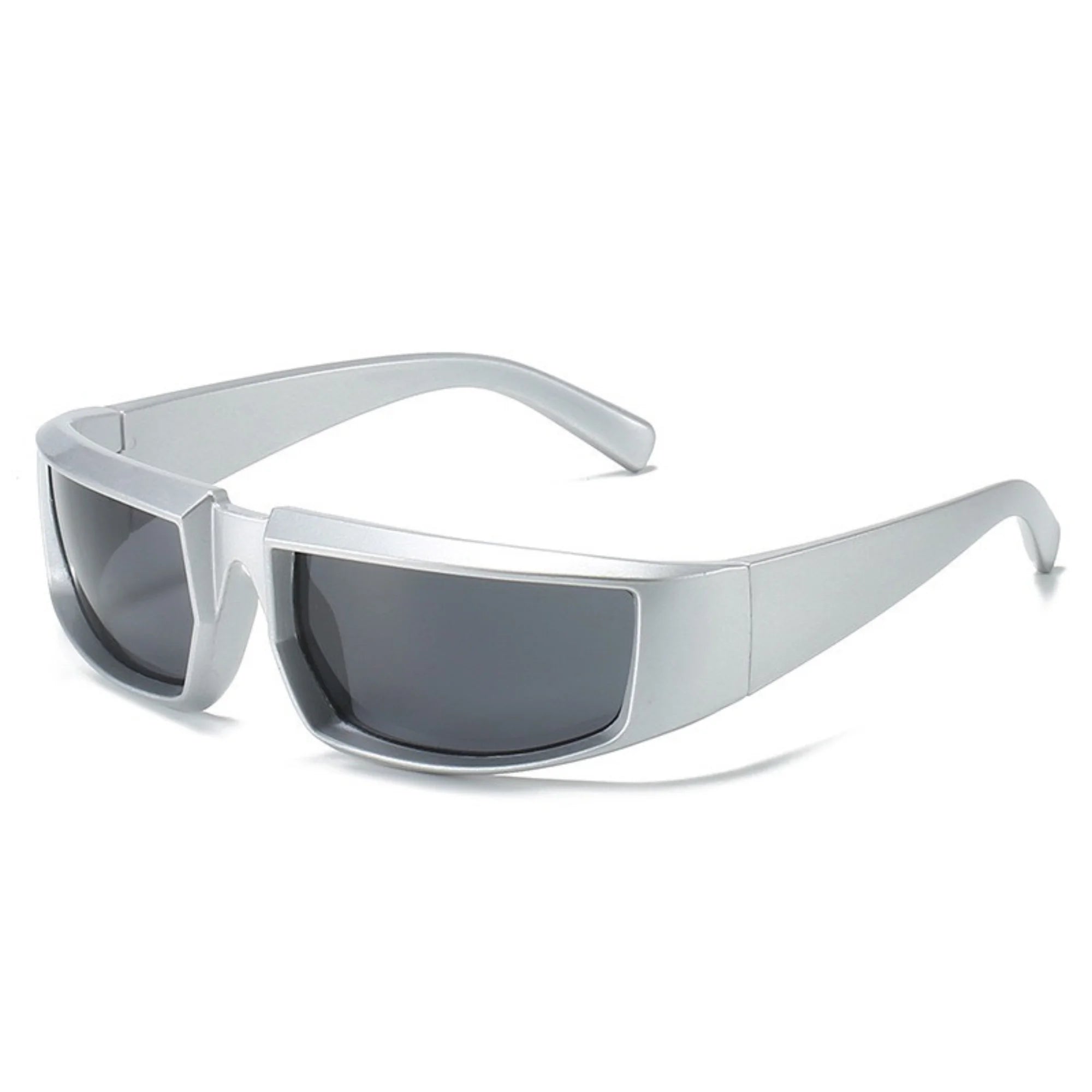 Sonnenbrille in Silber mit dunkler Linse – technisch ruhig, ohne Wirkung