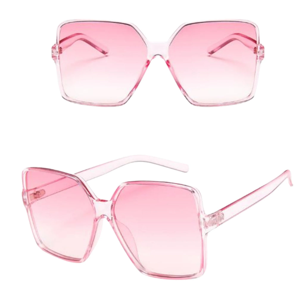 Transparente Sonnenbrille in Rosa mit pinkem Verlauf – oversized und leicht