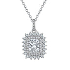 Statementkette mit großem Zirkonia und Glanzrahmen – 925 Silberkette, klar und luxuriös