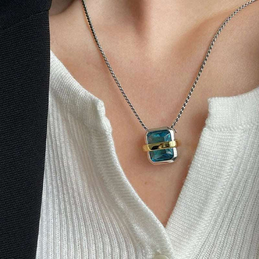 Sterling Silber Kette mit blauem Kristall - Bodison