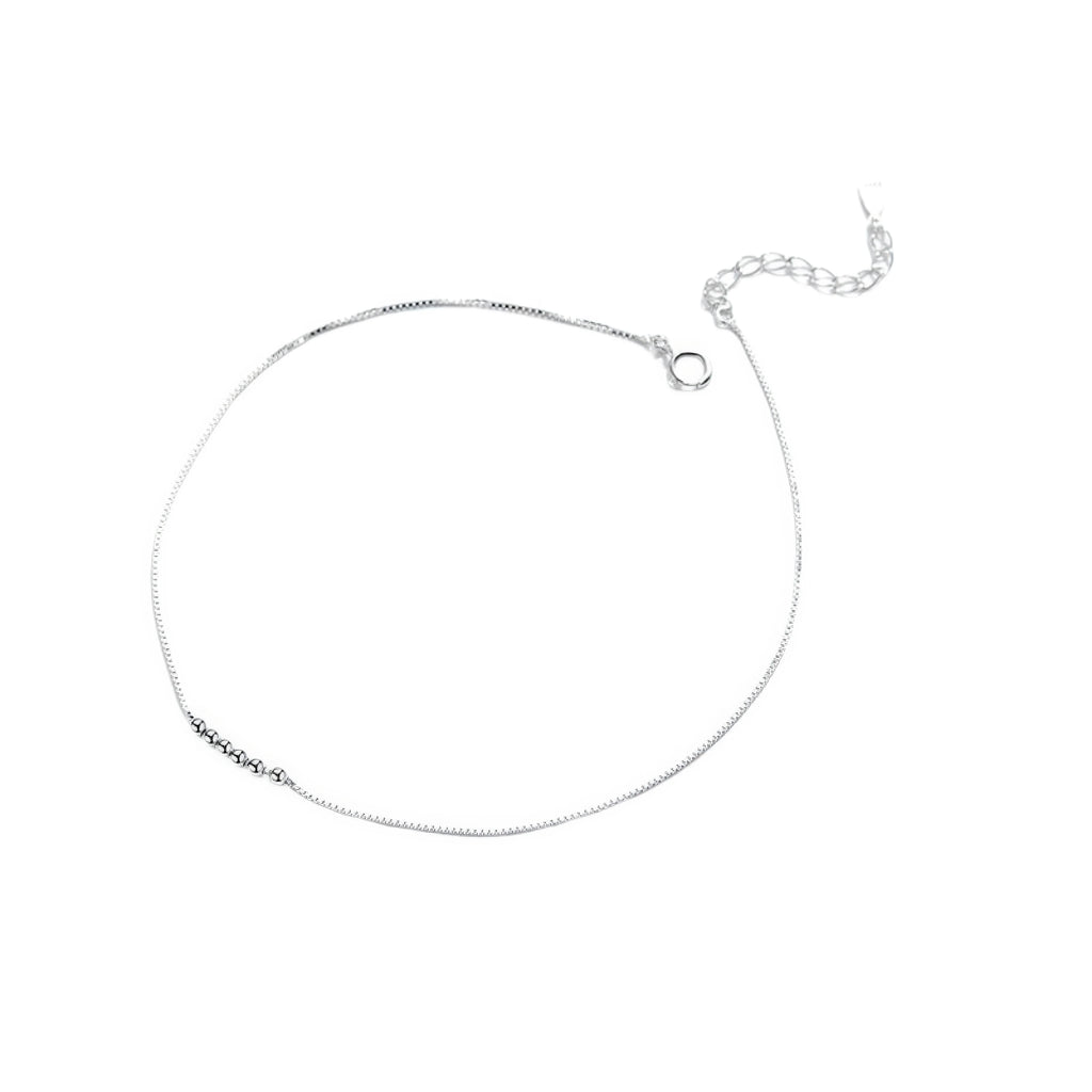 925 Sterling Silber Fusskettchen mit Kugeln – ruhig und reduziert