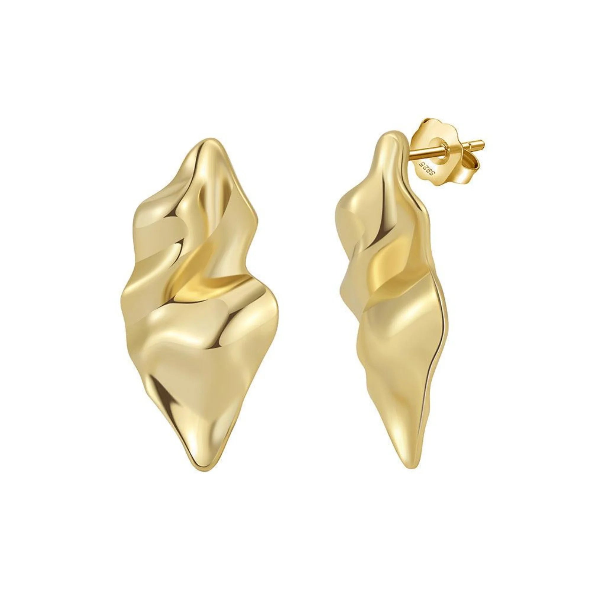 Goldene Flächenohrringe aus 925 Silber – minimalistisch, technisch