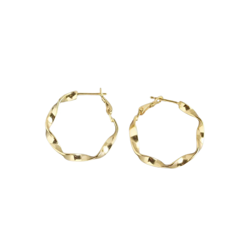 Zwei goldene Creolen – glatt verdreht, technisch montiert, ohne Stein