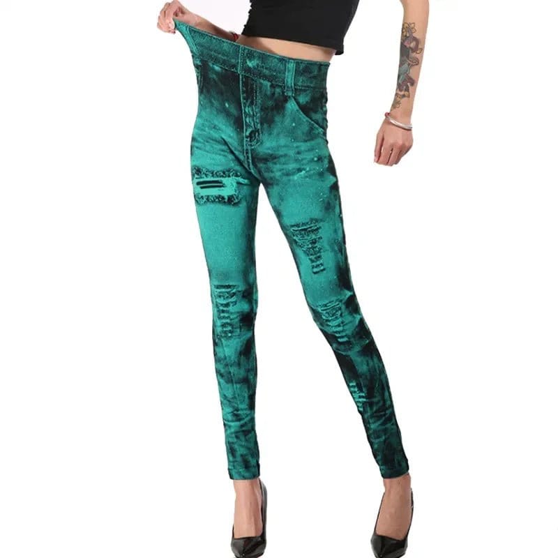 Vintage Imitation Jeans - Leggings - Bodison