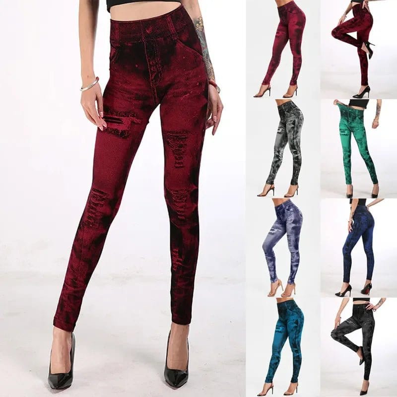 Vintage Imitation Jeans - Leggings - Bodison