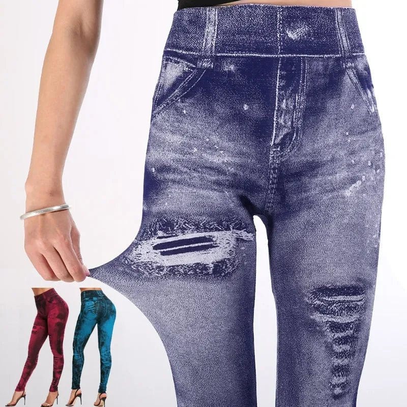 Vintage Imitation Jeans - Leggings - Bodison