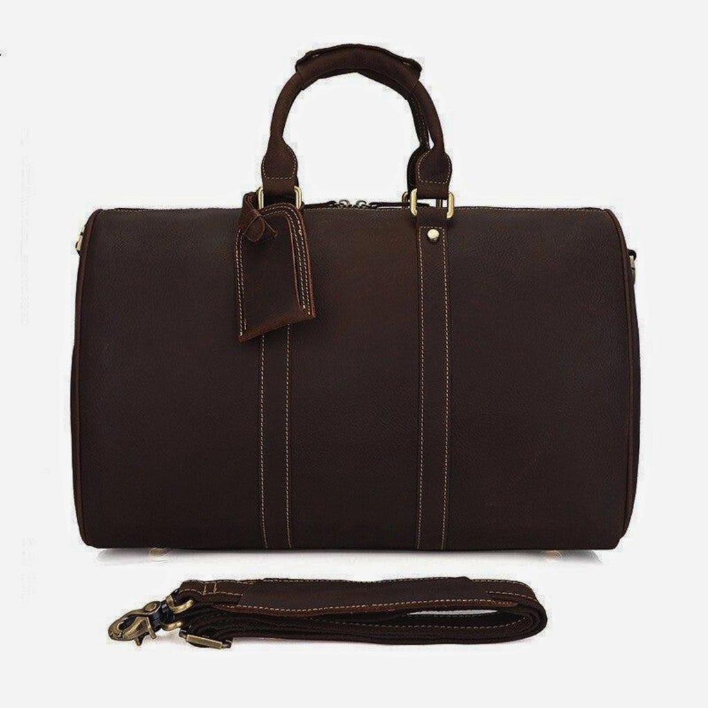 leder weekender cognac 51 cm – rückansicht espresso brown