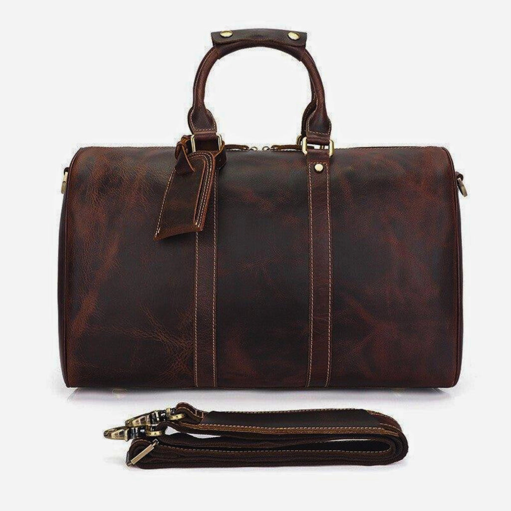 leder weekender 48 cm glattleder – seitenansicht rusted brown