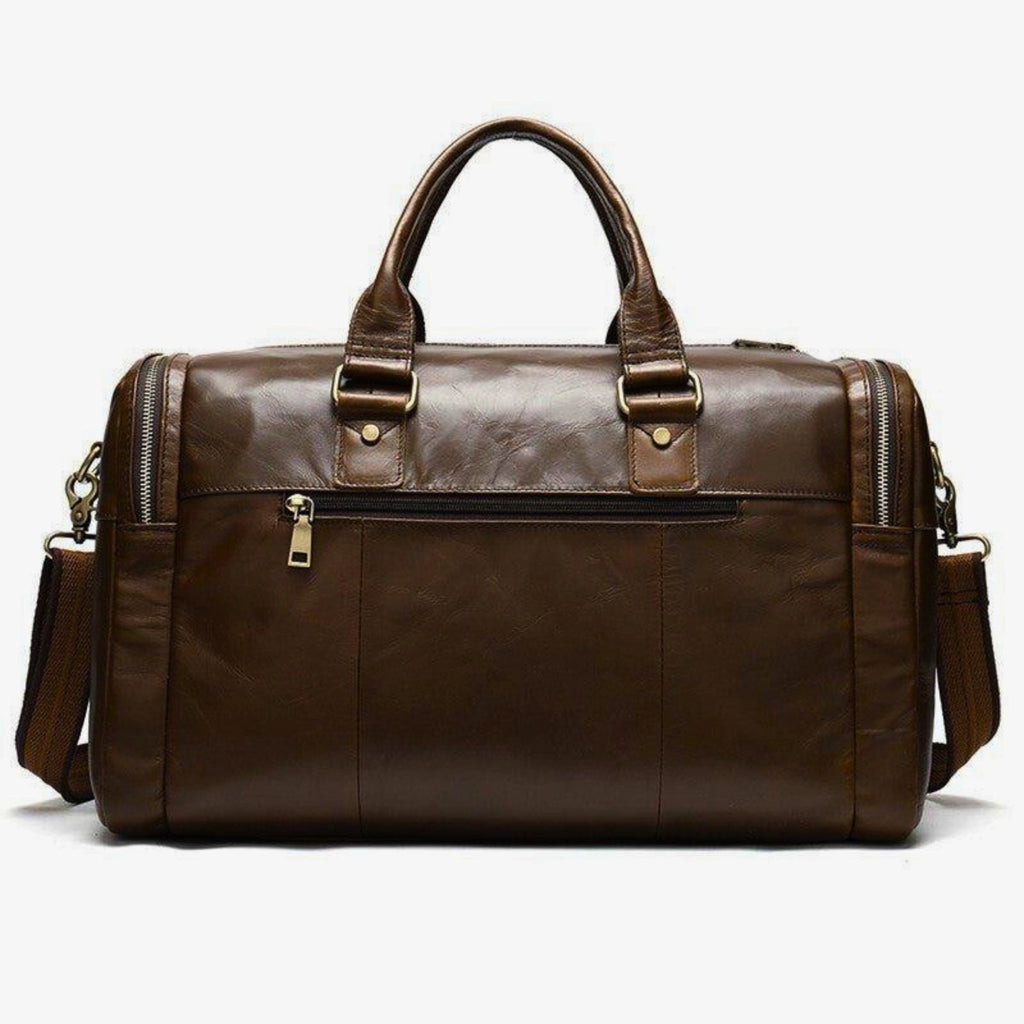 leder weekender 50 cm dunkelbraun – rückansicht rechteckig