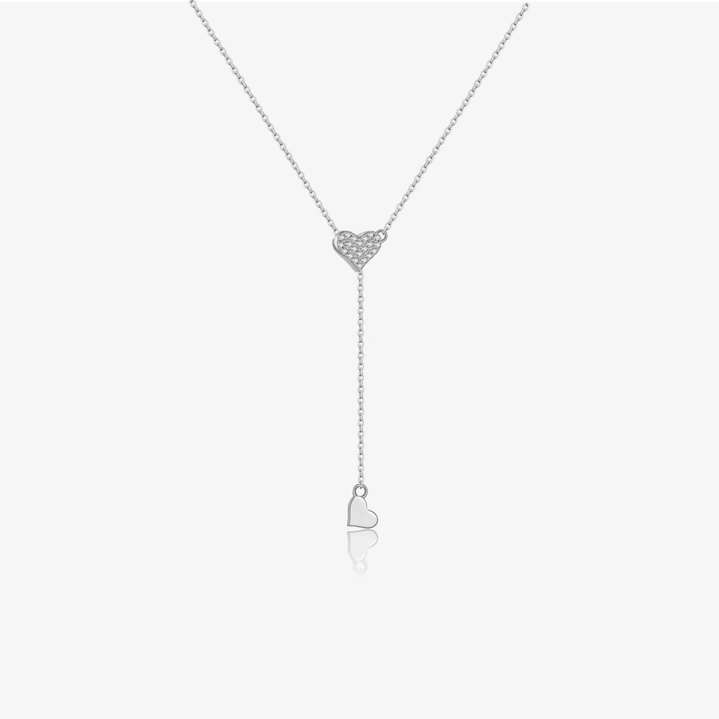 Freigestellte Y-Kette mit Herzanhänger – 925 Sterling Silber, minimalistisch und beweglich