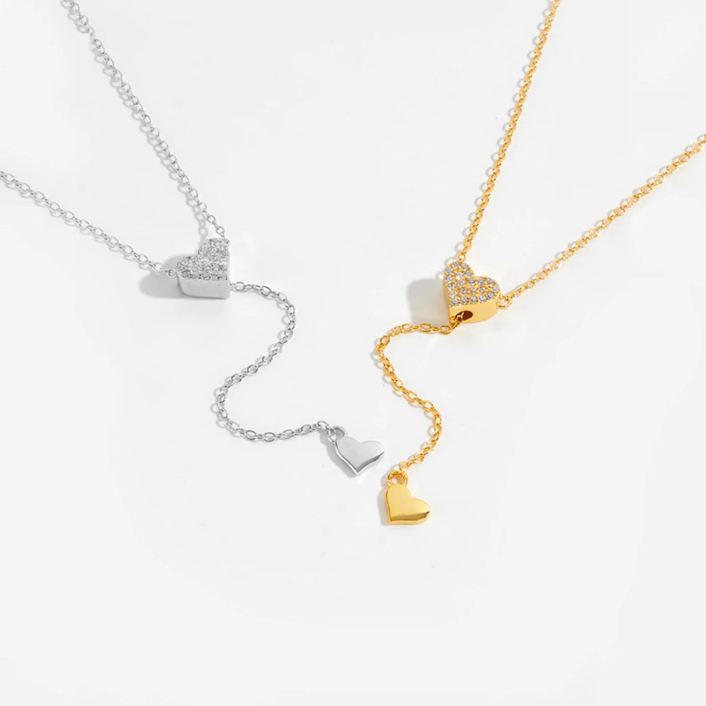 Y-Kette mit beweglichem Herzanhänger aus 925 Silber – verstellbar, klar und stilvoll