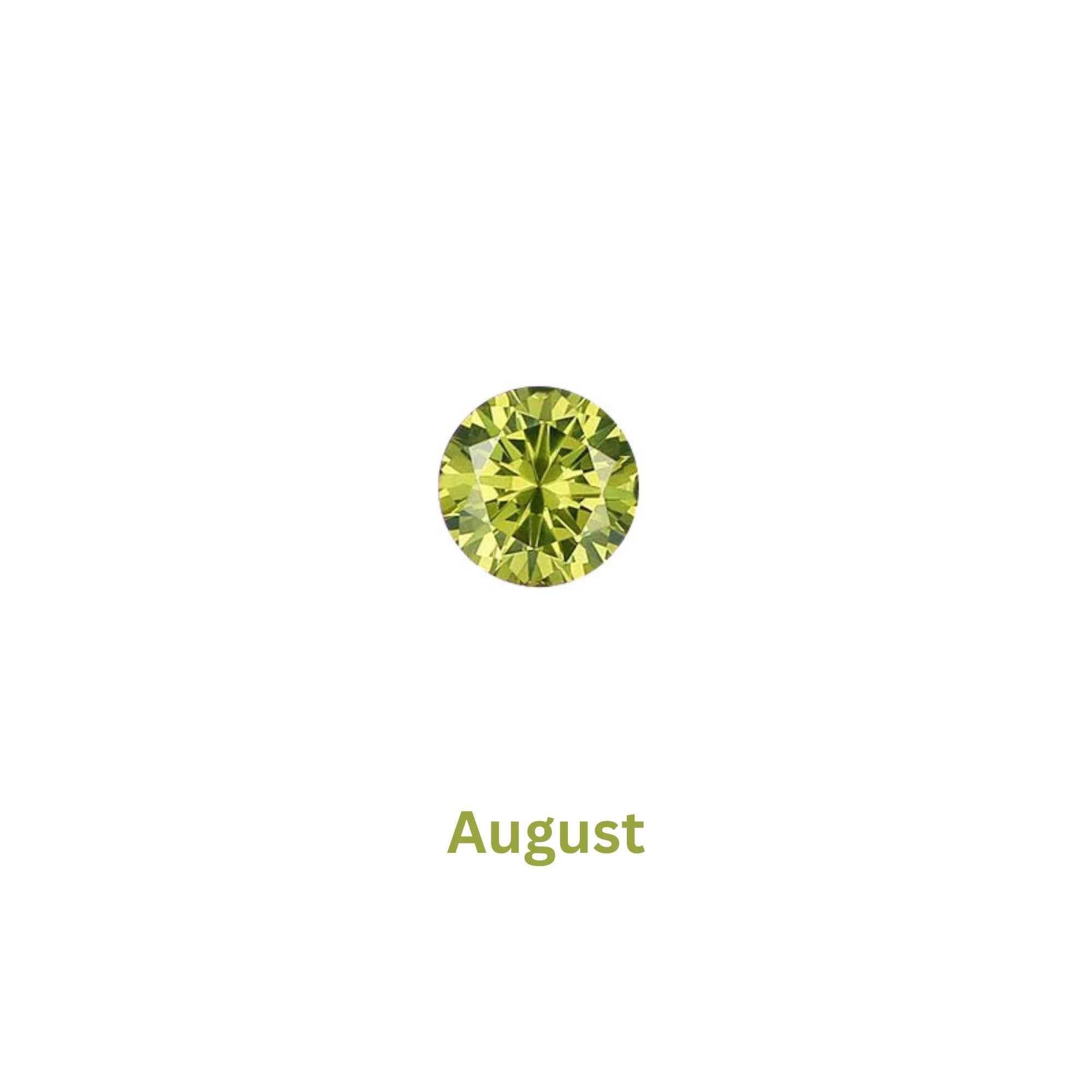 Hellgrüner Zirkonia für August – frische Farbe, rund gefasst