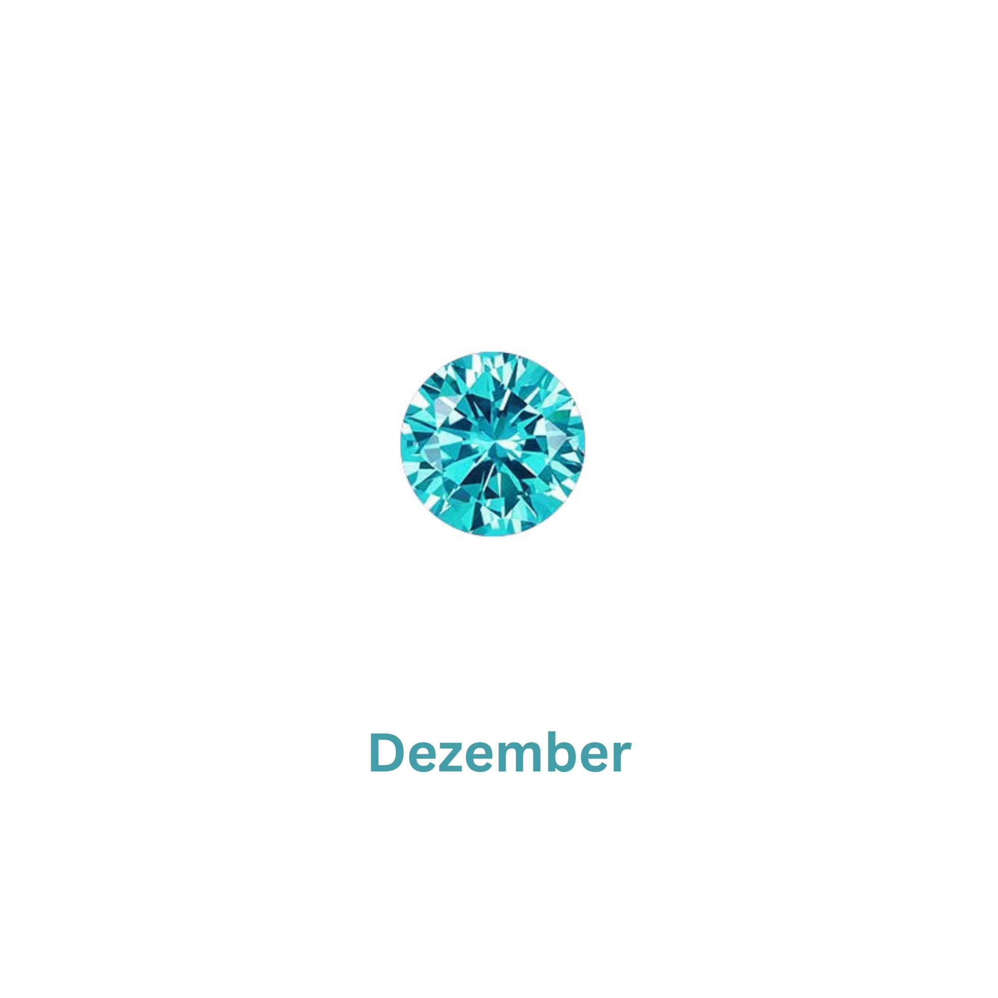 Eisblauer Zirkonia für Dezember – kühl, klar, rund gefasst