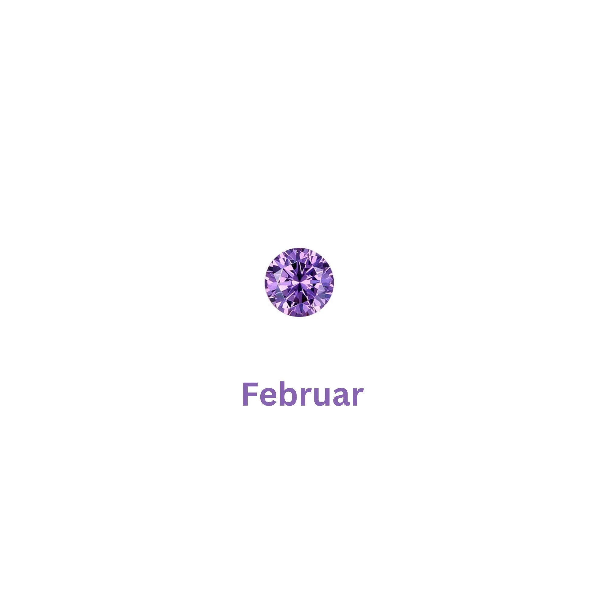 Februar-Zirkonia in Violett – glänzend gefasst in 925 Silber