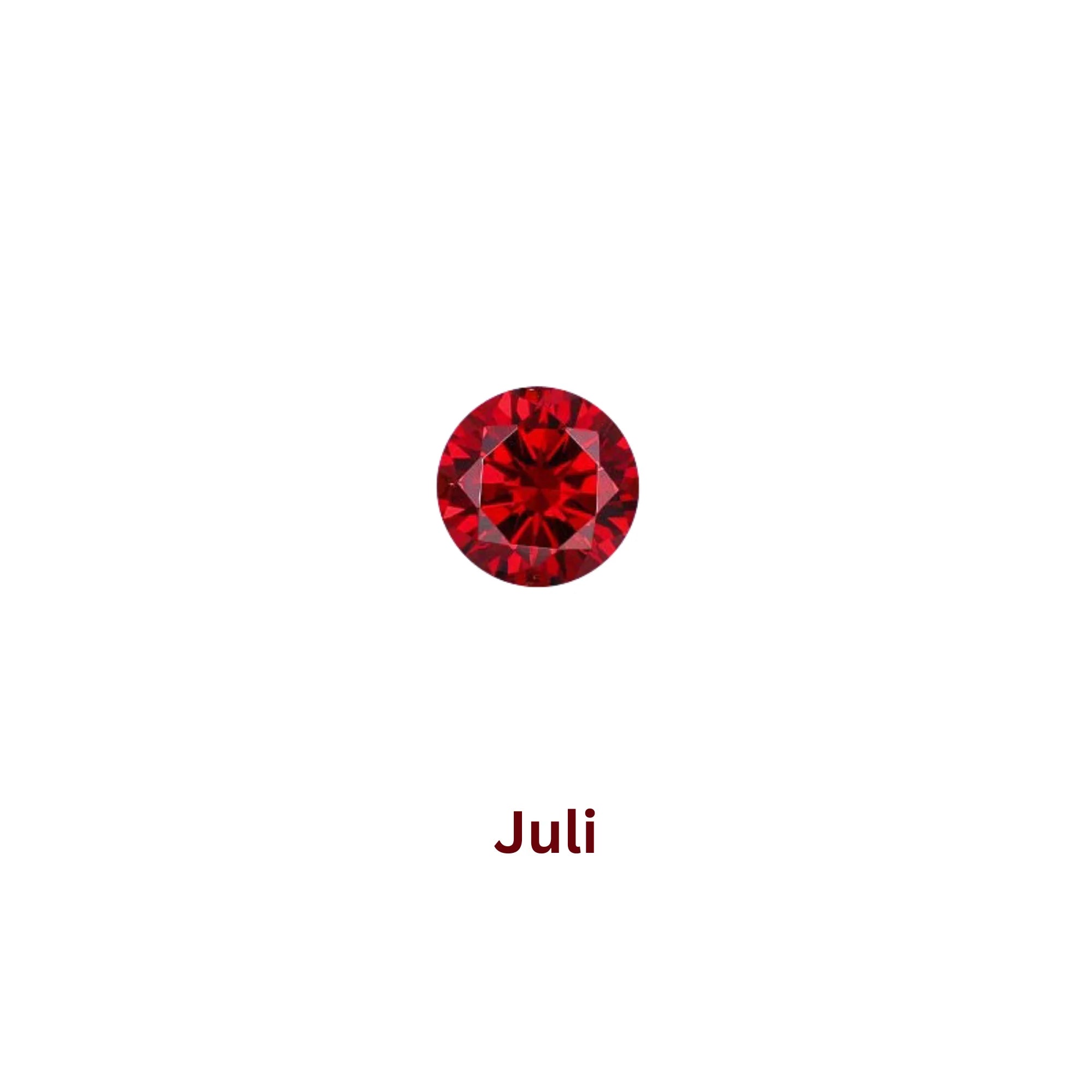 Juli-Zirkonia in Dunkelrot – rund, intensiv, elegant